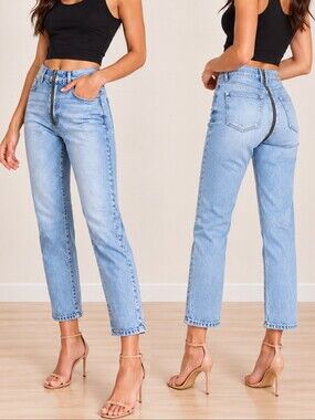 Revice High-Rise Acid Wash Full Zipper Denim Jeans  (Size: 29)